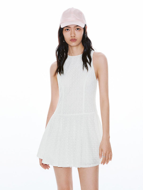 Crew Neck Sleeveless A-Line Mini Dresses