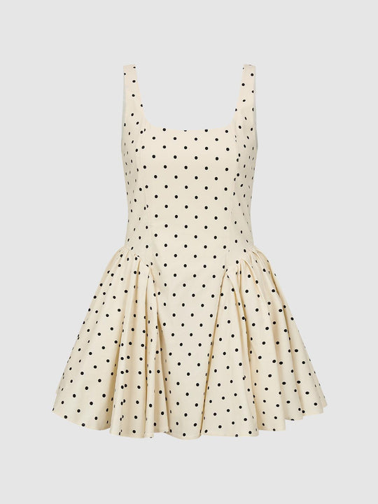 Polka Dot Strappy A-Line Midi Dresses