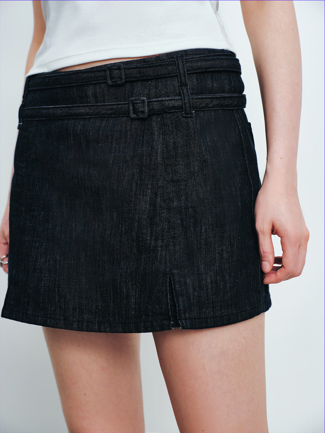 Denim Skort With Belt