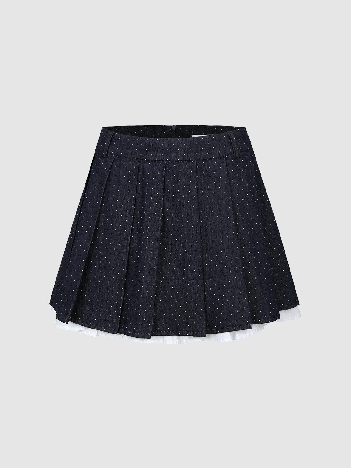 Pleated Mini Denim Skirt