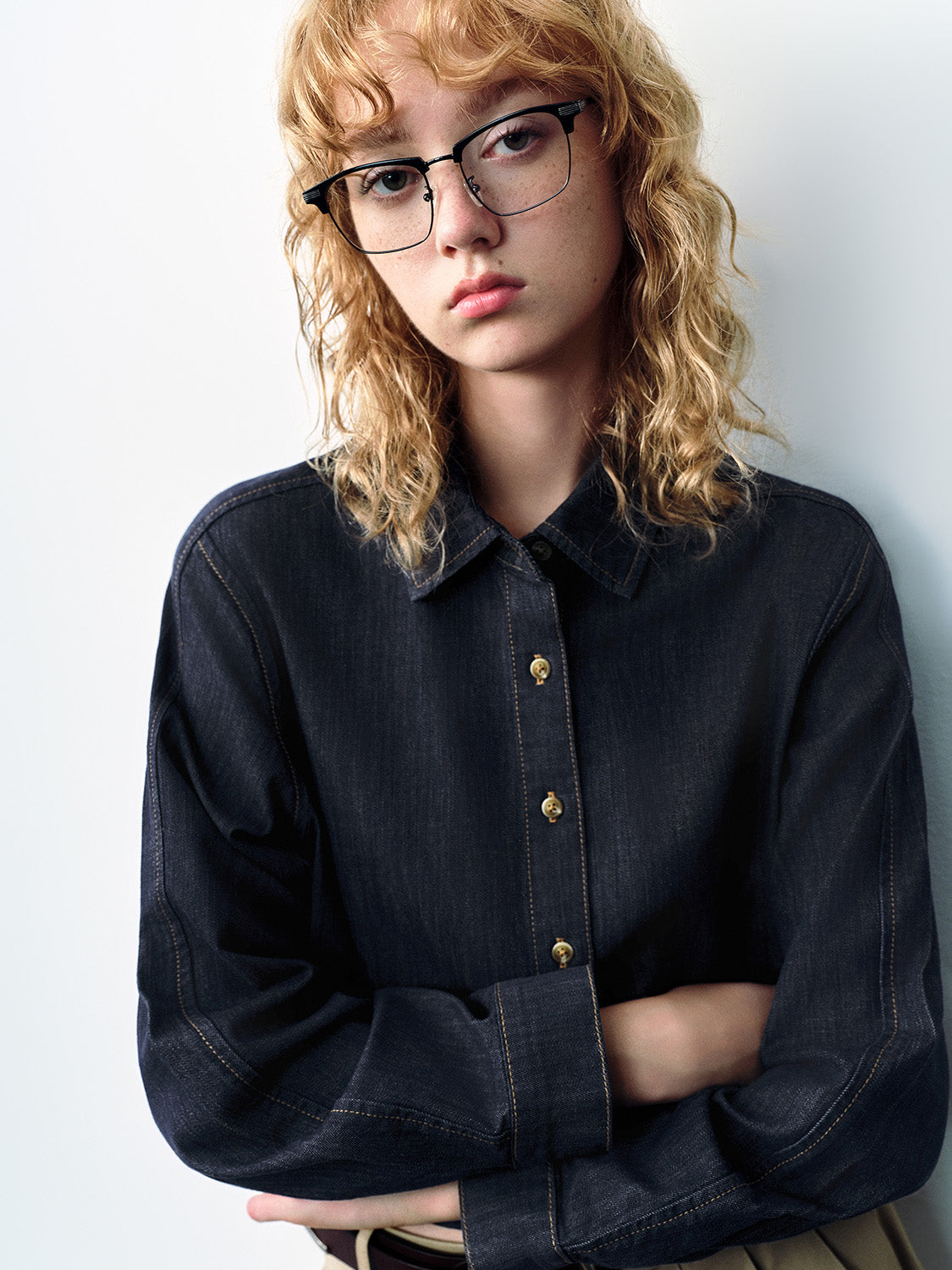 Button Up Loose Denim Shirt