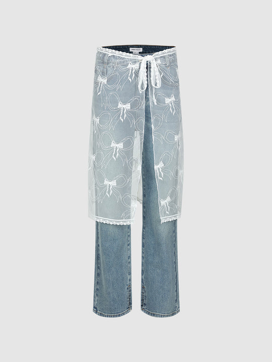 2 In 1 Straight Jeans