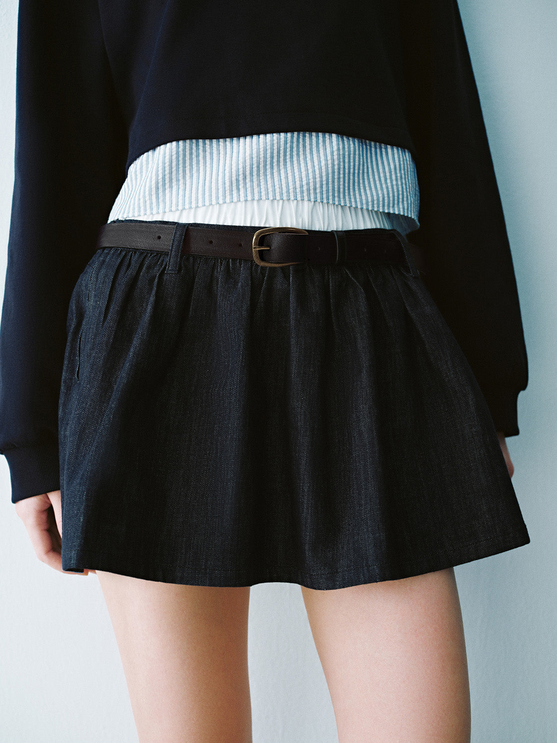 2 In 1 Mini Denim Skirt With Belt