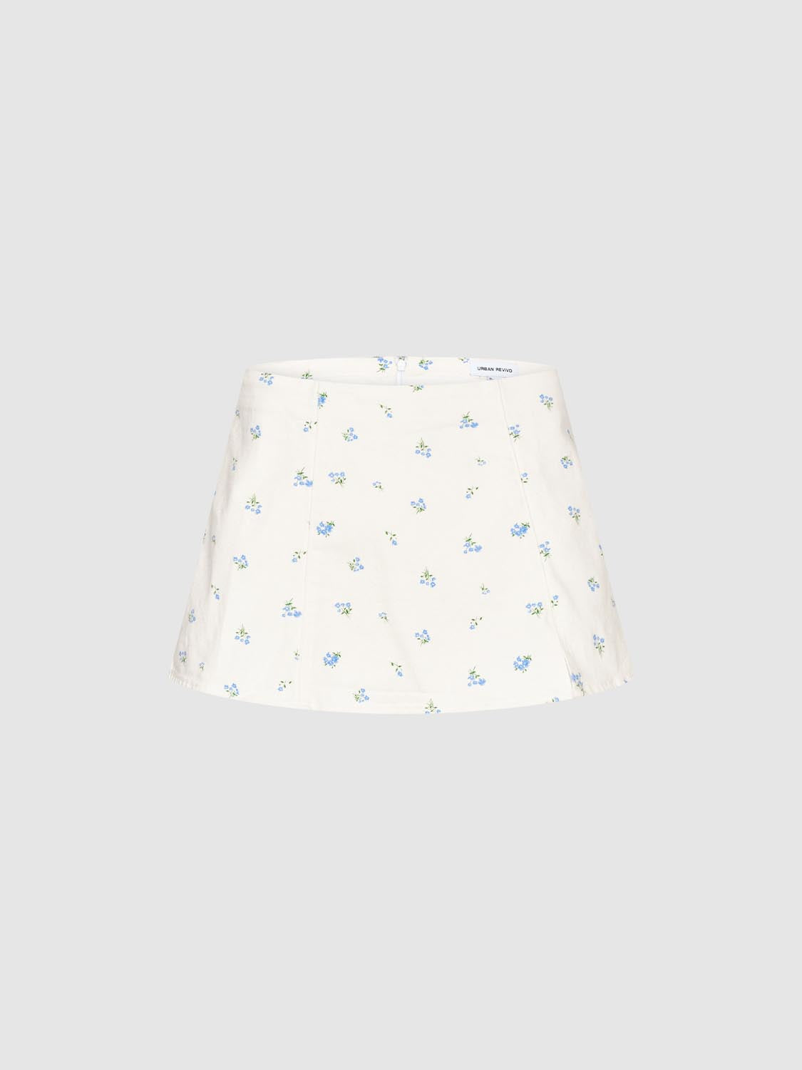 Floral Denim Mini Skirts