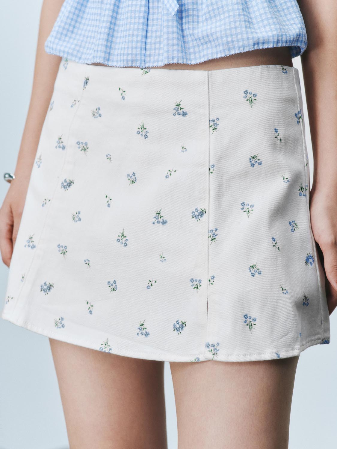 Floral Denim Mini Skirts