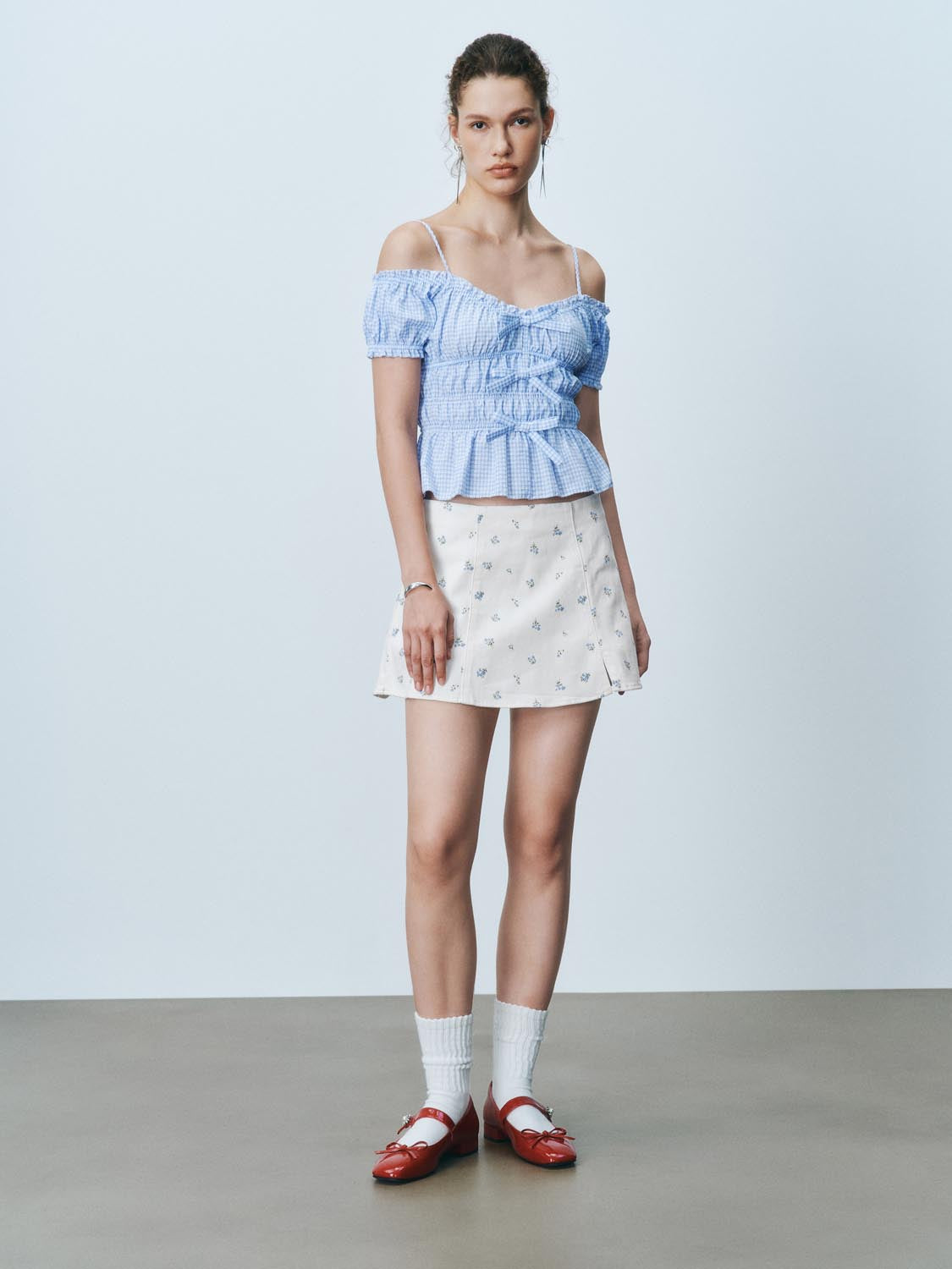 Floral Denim Mini Skirts