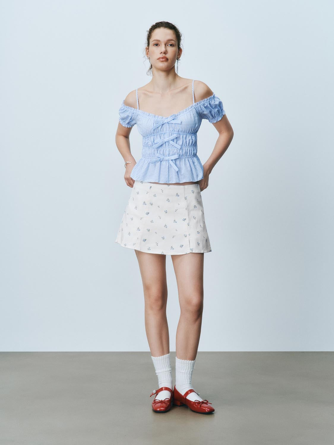 Floral Denim Mini Skirts