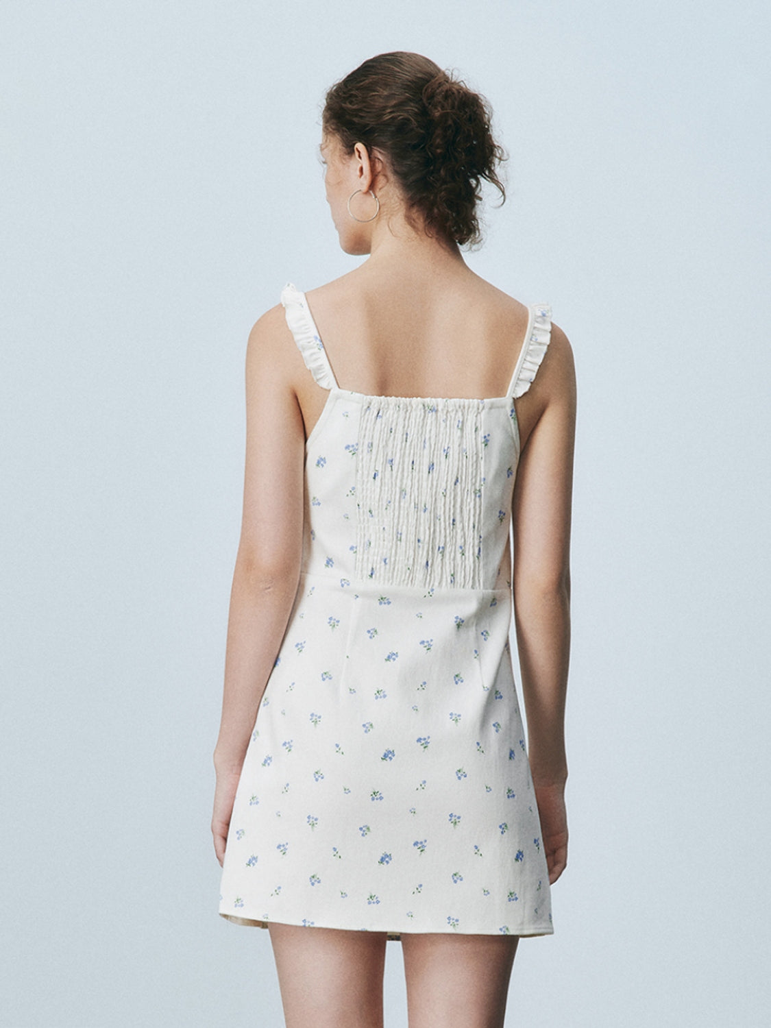 Wide Strap Floral Denim Dresses