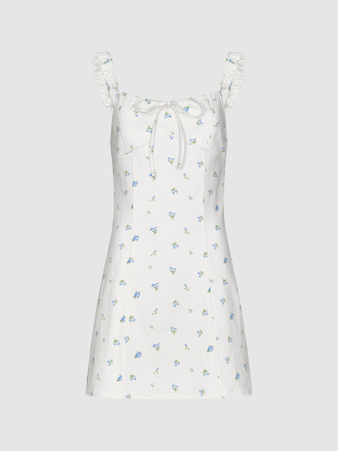 Wide Strap Floral Denim Dresses