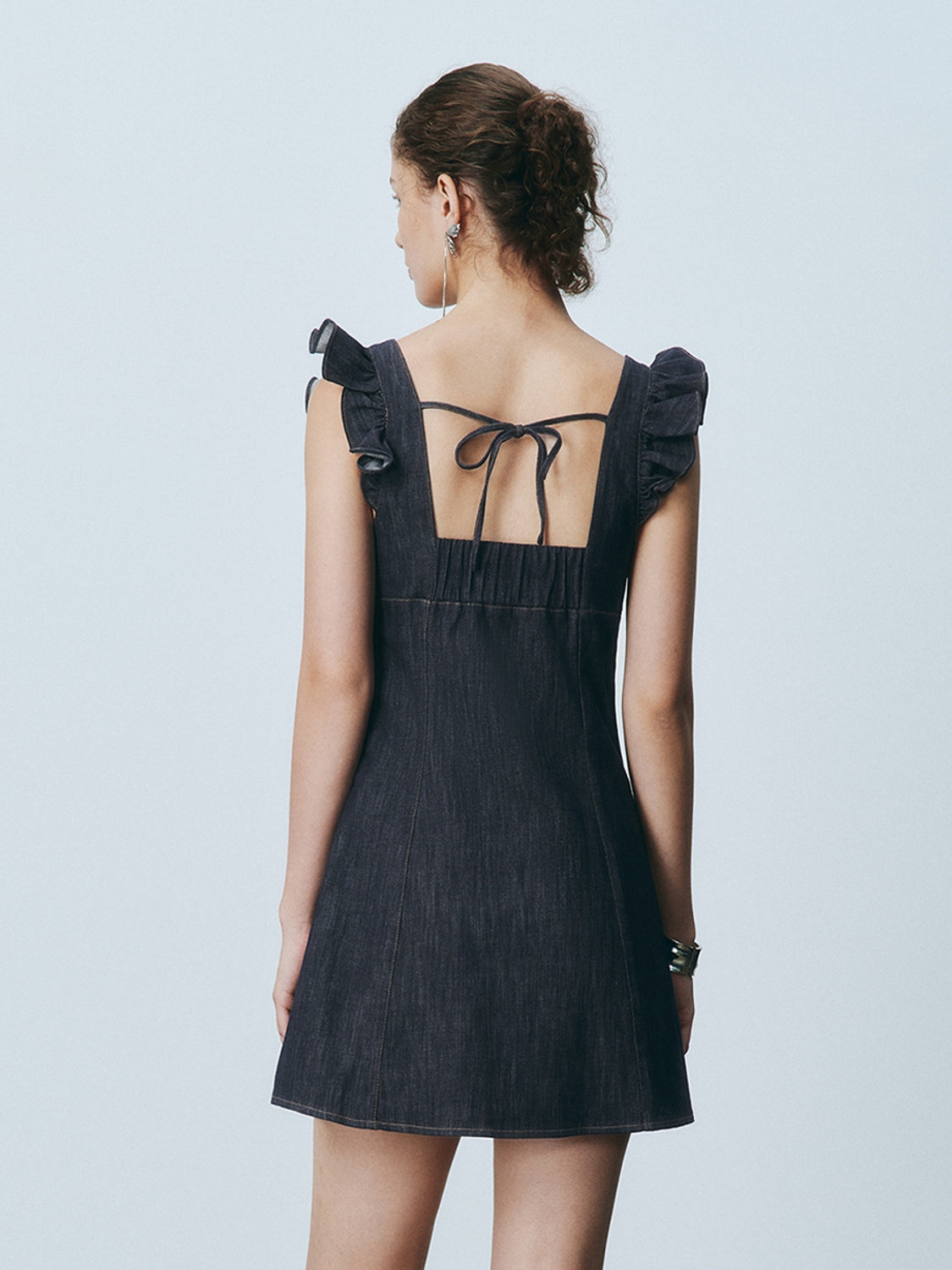 Ruffled Denim Mini Dresses