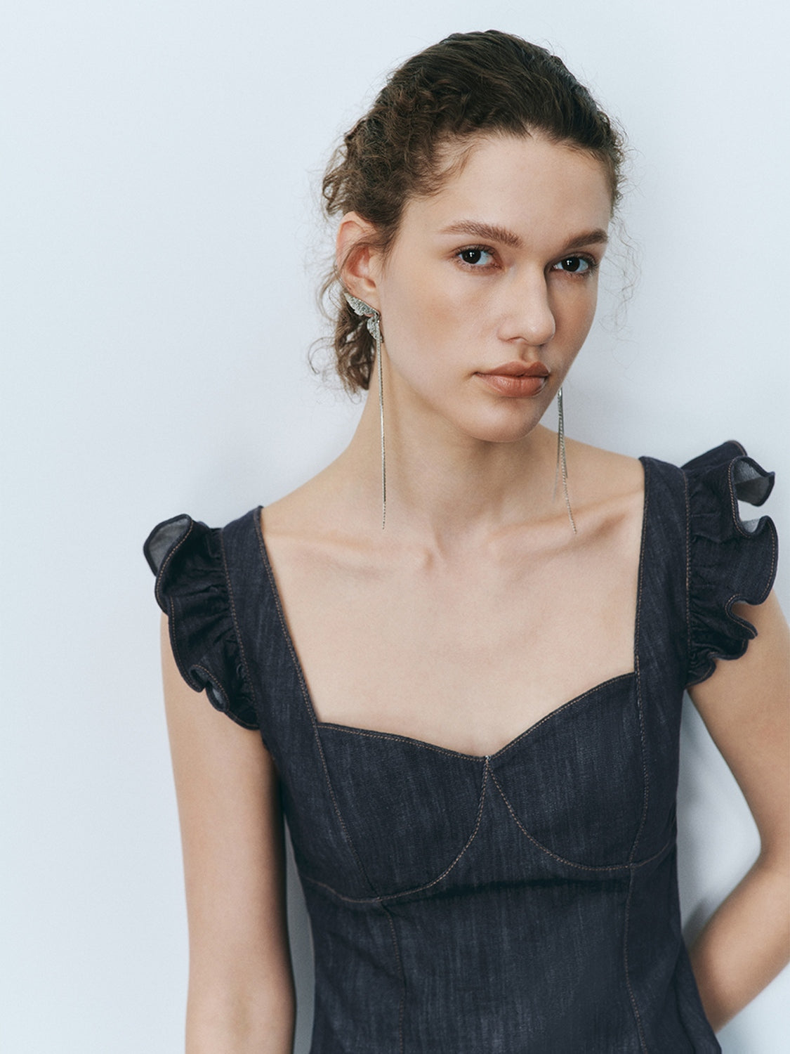 Ruffled Denim Mini Dresses