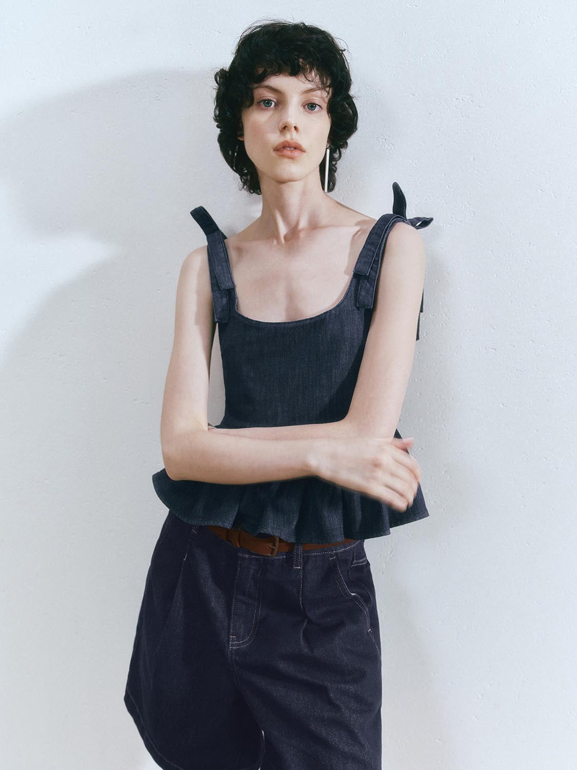 Ruffle Hem Denim Shirts