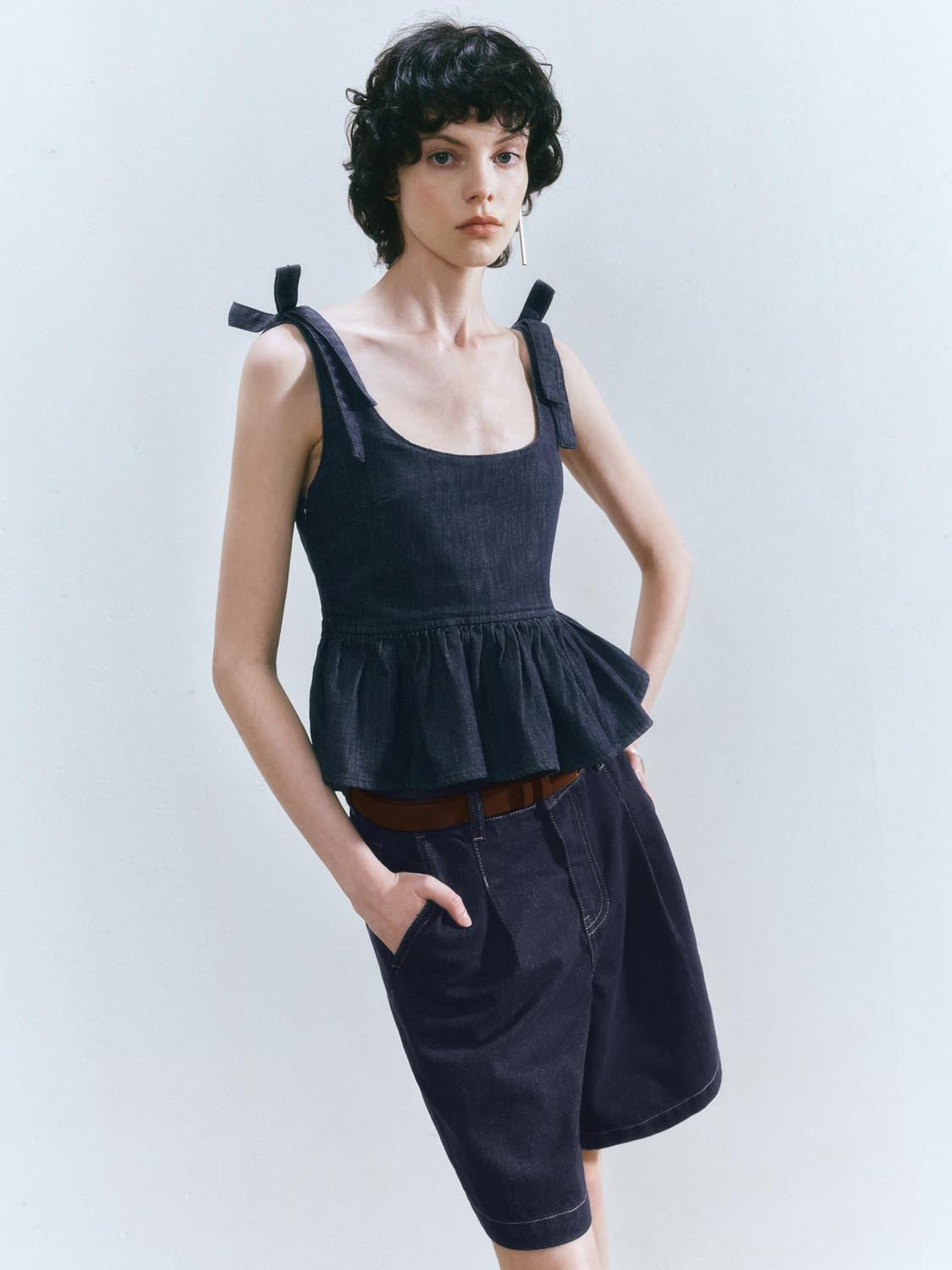 Ruffle Hem Denim Shirts