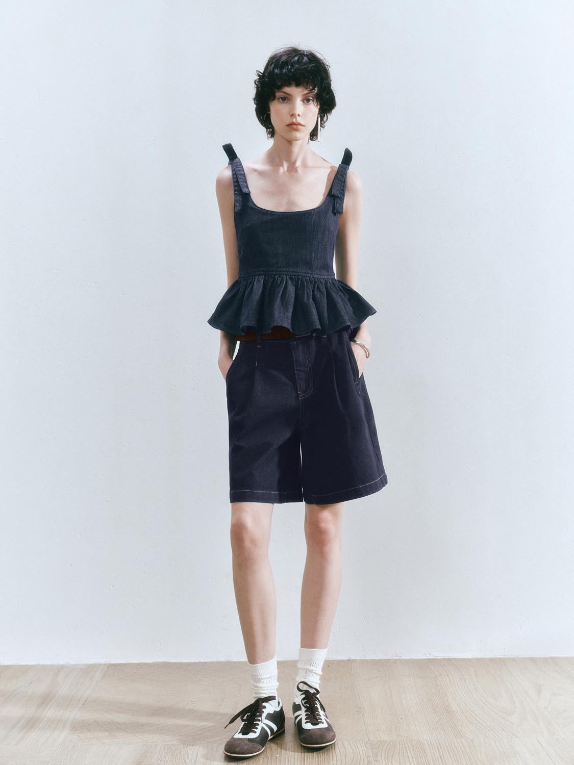 Ruffle Hem Denim Shirts