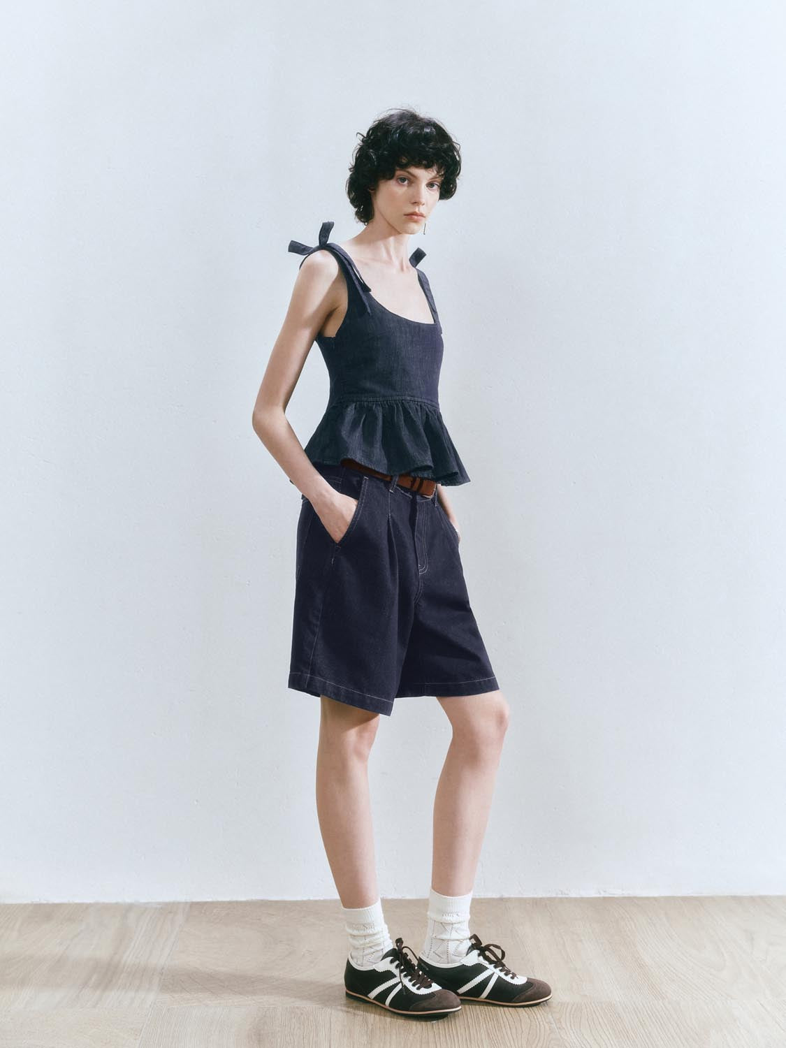 Ruffle Hem Denim Shirts