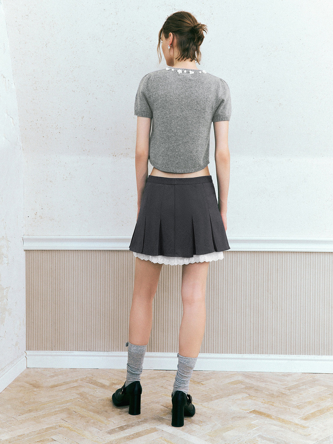 Crew Neck Skinny Knitted T-Shirt