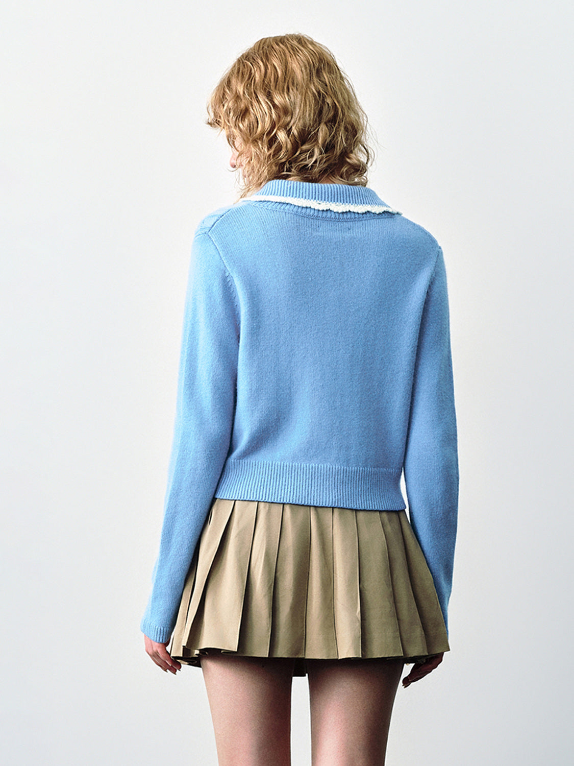 Eyelet Collar Knitted Cardigan