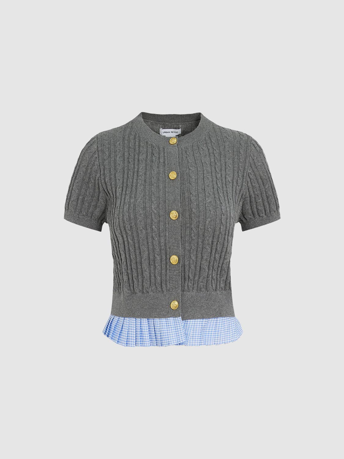 Plaid Hem Short Sleeve Cardigans