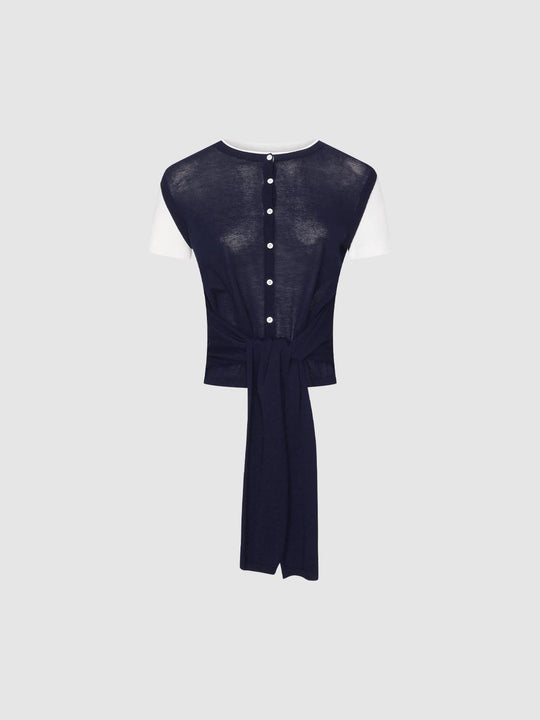 Button-Up Sleeveless Knitted T-Shirt