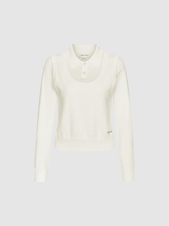 2 In 1 Polo Neck Long Sleeve Knitted T-Shirts