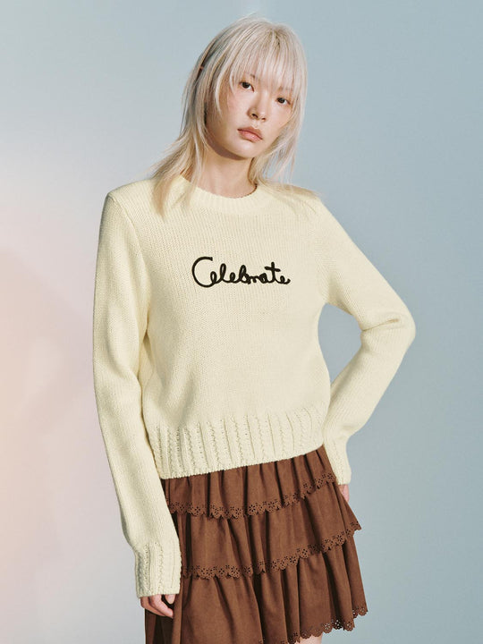 Crew Neck Long Sleeve Knitted T-Shirts