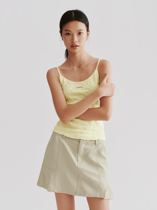 Lemon Knitted Strappy T-Shirts With Subtle Texture
