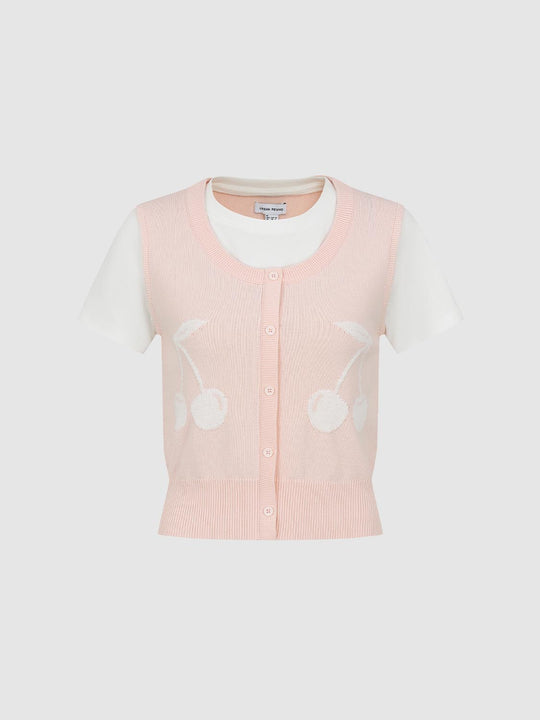2 In 1 Contrast Knitted T-Shirts