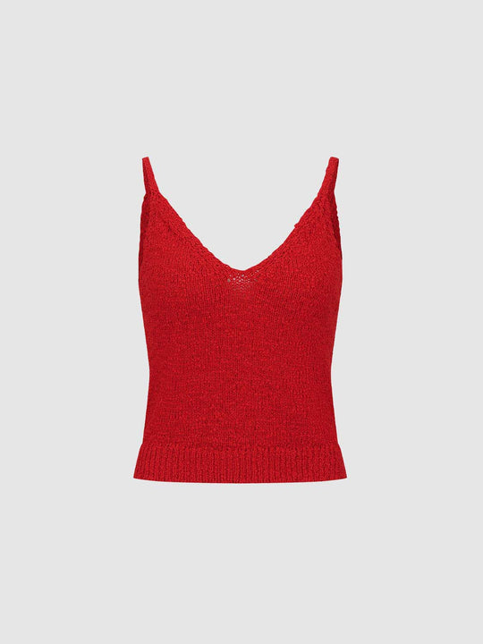Knit V-Neck With Slight Stretch And Subtle Texture Boutique-Quality Tank Top