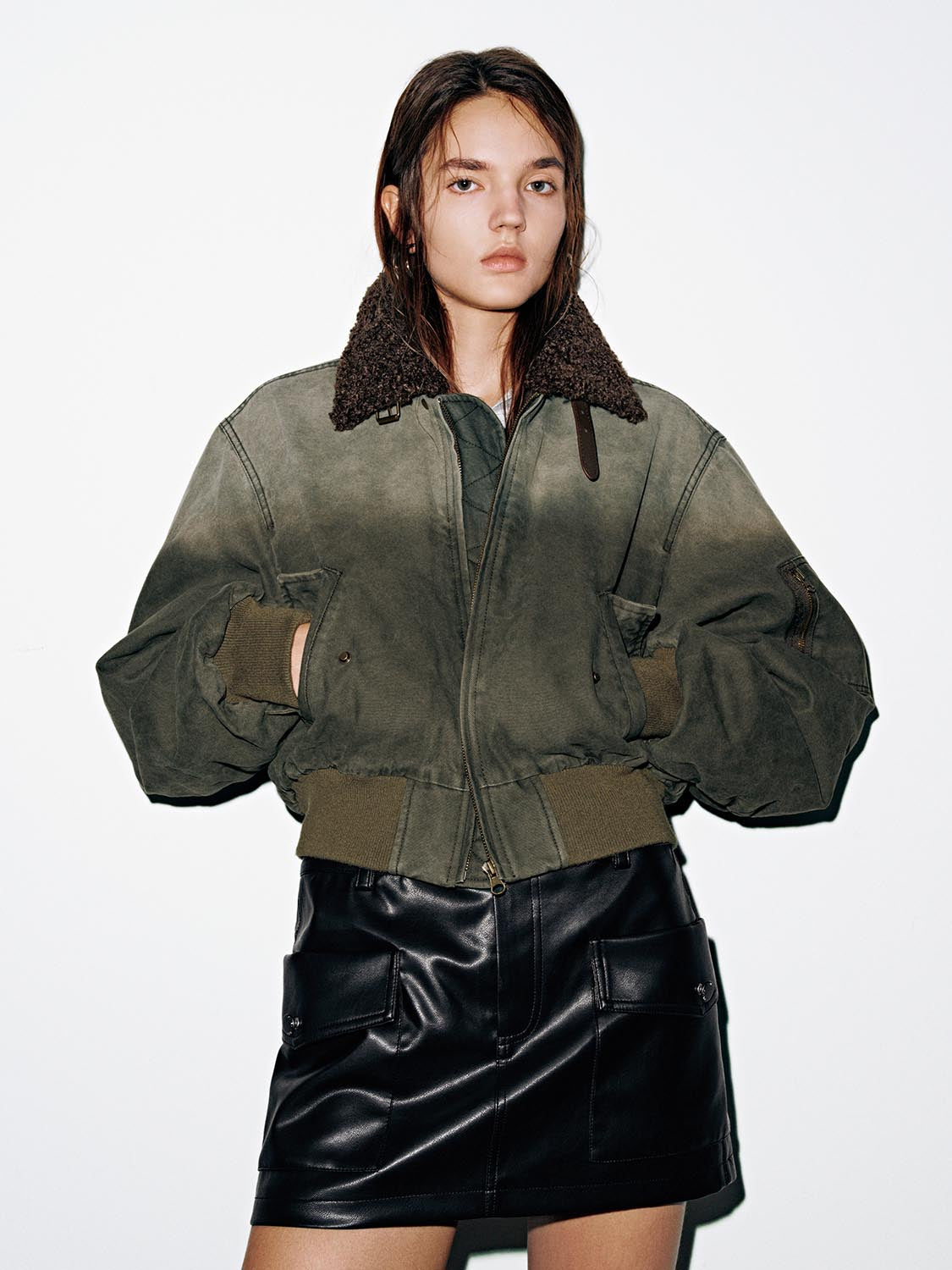 Contrast Collared Padded Bomber Jackets