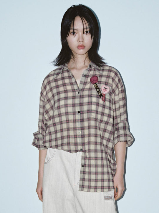 Embroidered Contrast Check Shirts