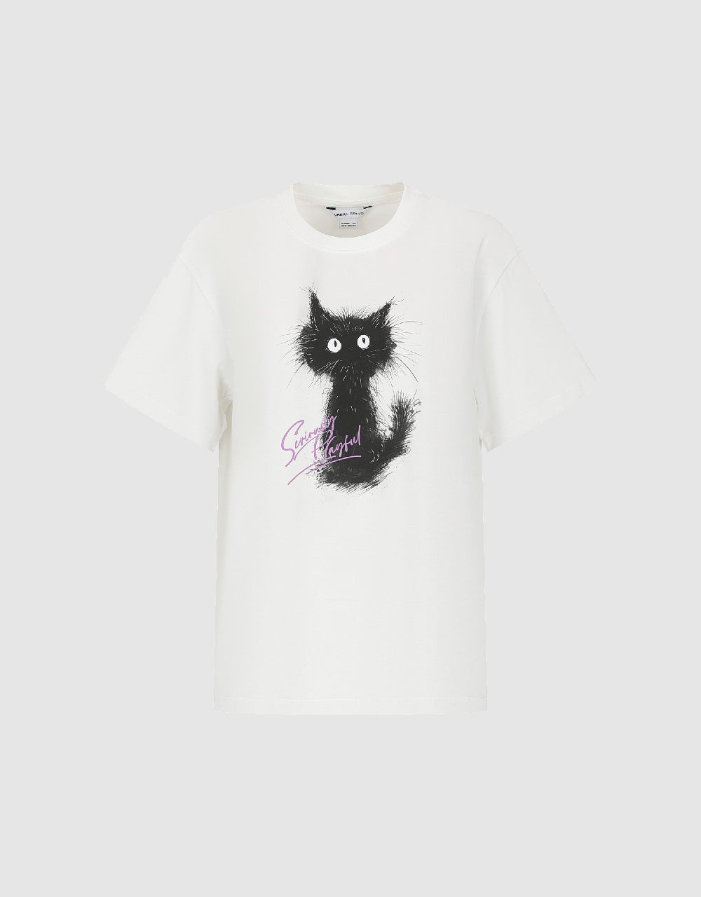 Cat Printed Crew Neck Straight T-Shirt