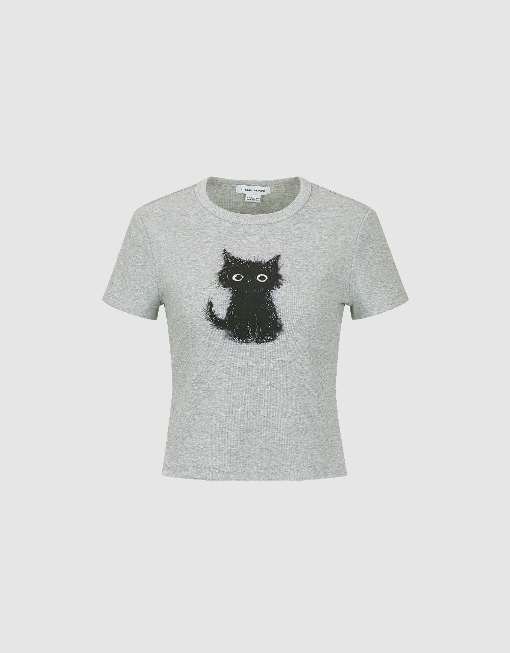 Cat Printed Crew Neck Skinny T-Shirt