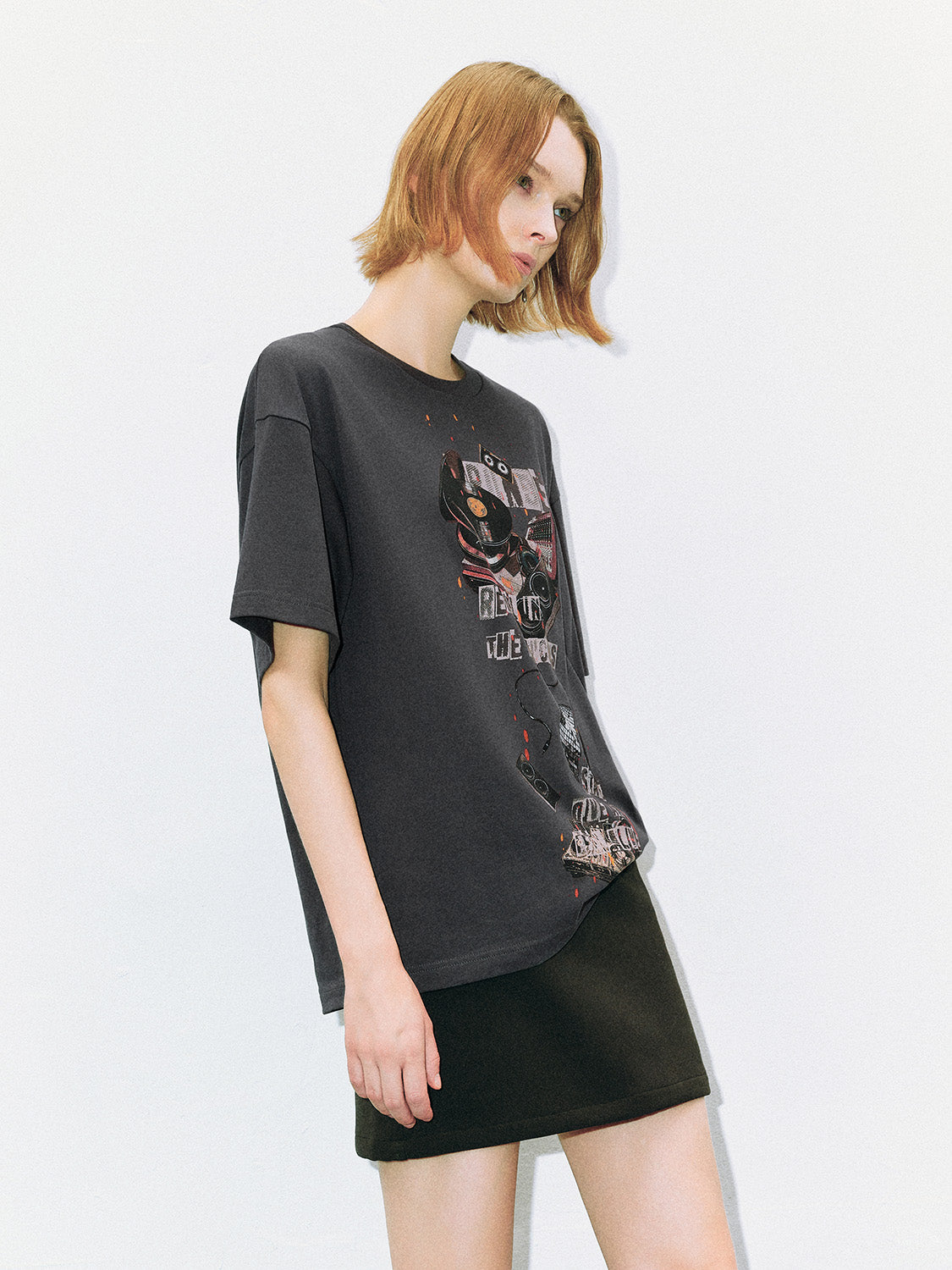 Printed Crew Neck Loose T-Shirt