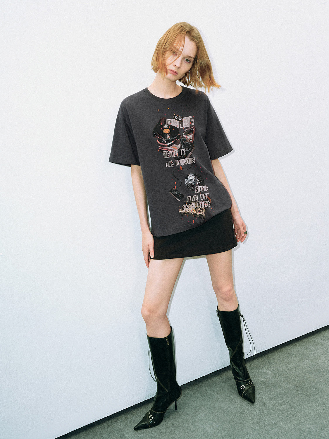 Printed Crew Neck Loose T-Shirt