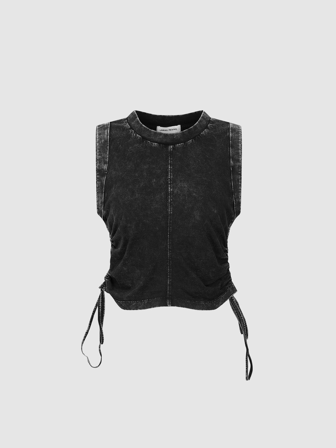 Crew Neck Lace Up Side Skinny Tank Top