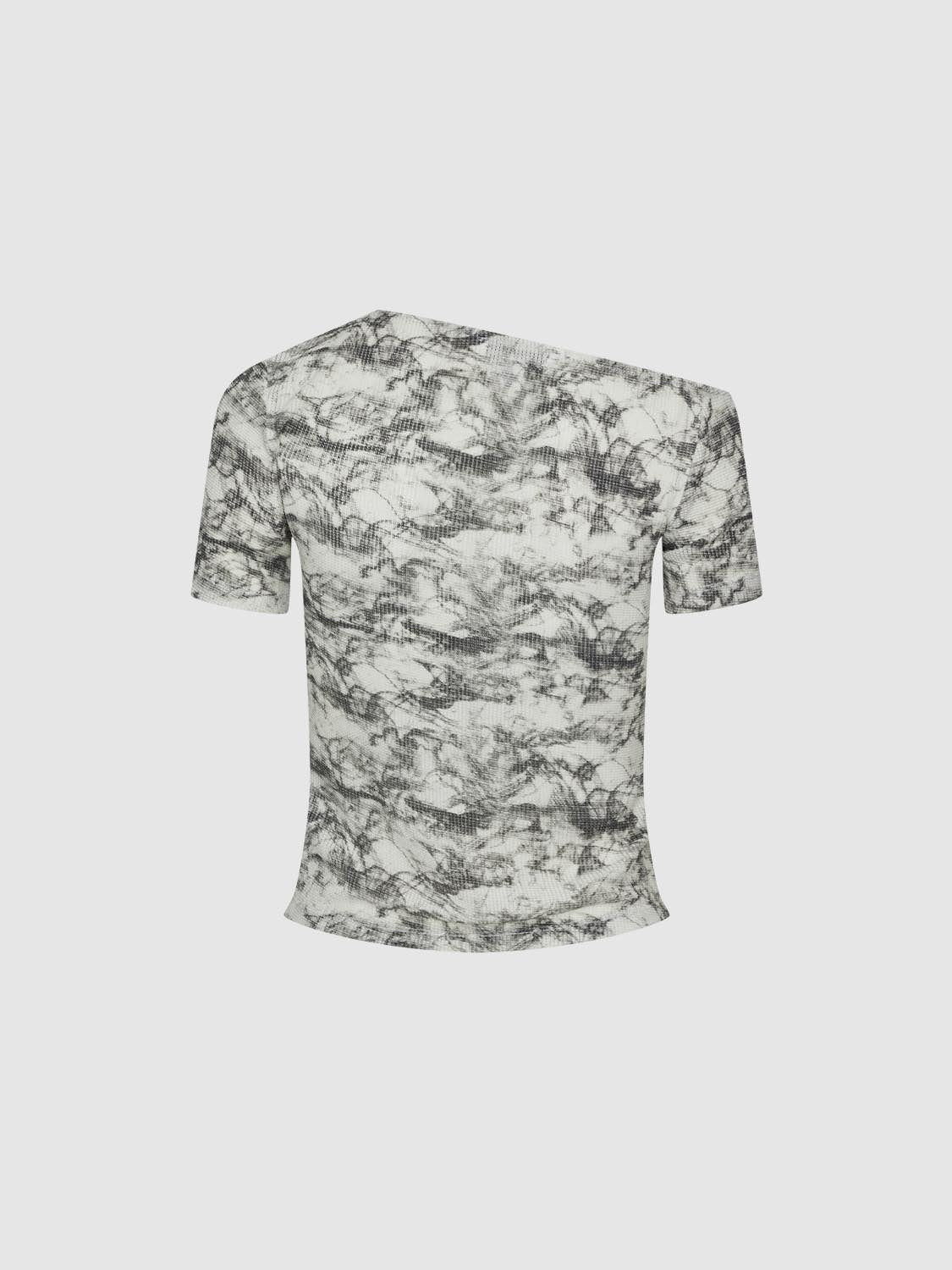 Printed One Shoulder Ruched T-Shirts