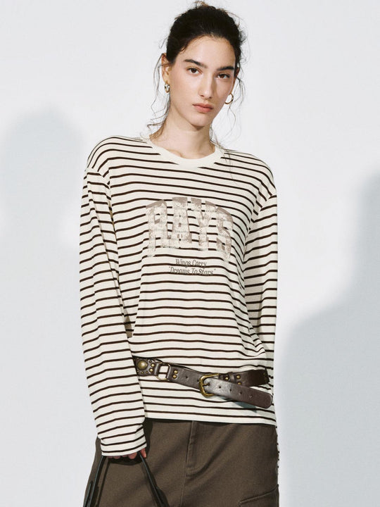 Printed Striped Long Sleeve T-Shirts