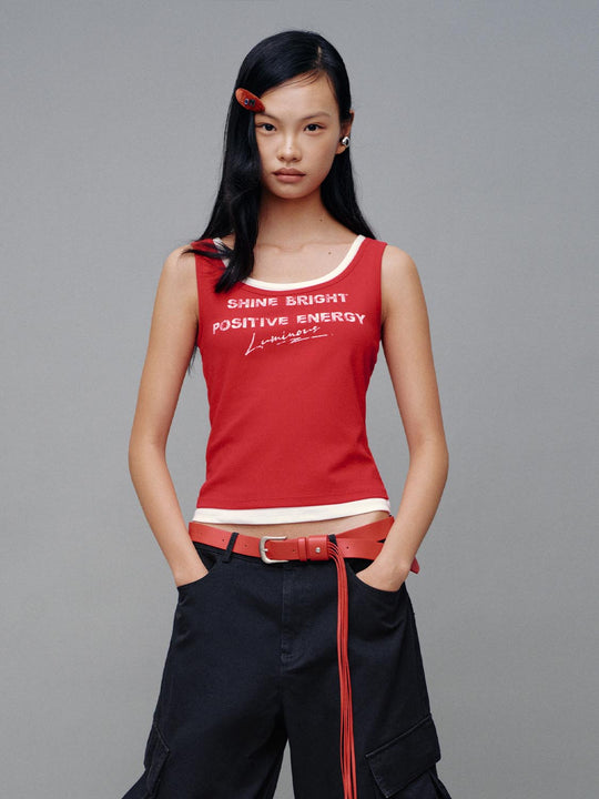 2 In 1 Contrast Printed Tank Tops