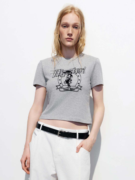 Cotton Graphic Print Cropped T-Shirts