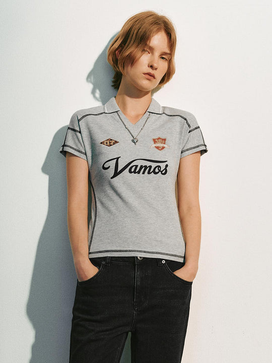 Cotton Shoulder Seam Piping Detail Polo Shirt