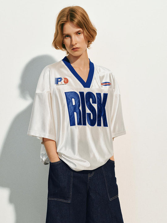 Oversized V-neck RISK Graphic T-shirt