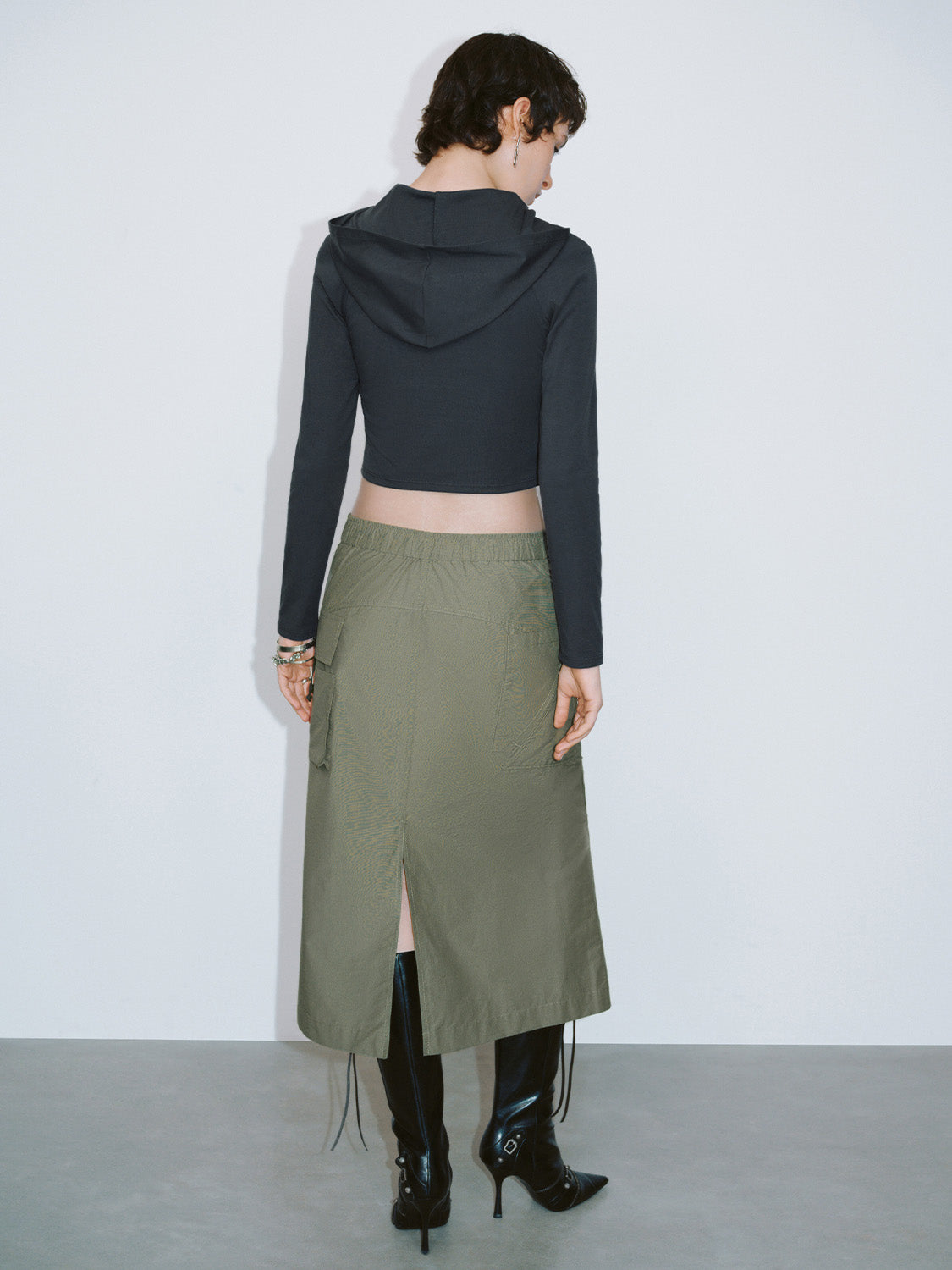 Buckle Décor Midi Straight Skirt