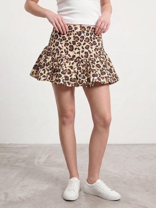 Leopard Pleated Mini Skirts
