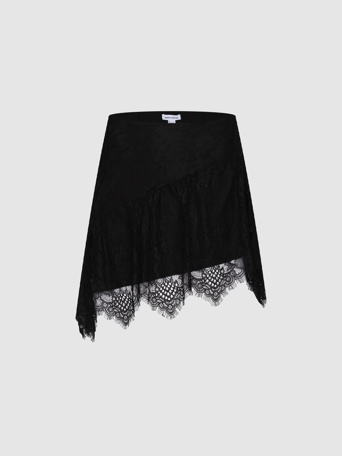 Asymmetric Lace Mini Skirts