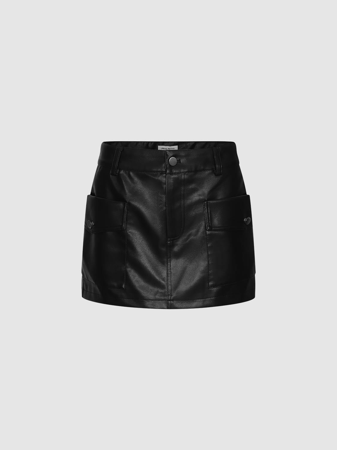 Faux Leather Straight Mini Skirts