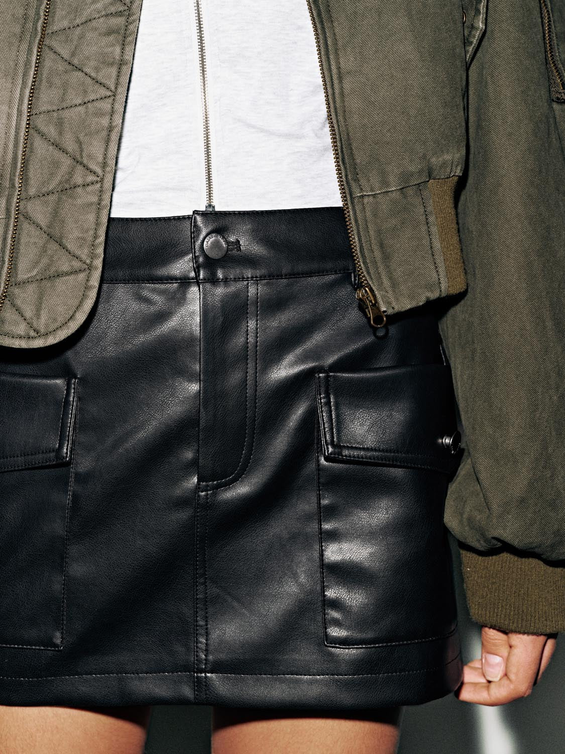 Faux Leather Straight Mini Skirts