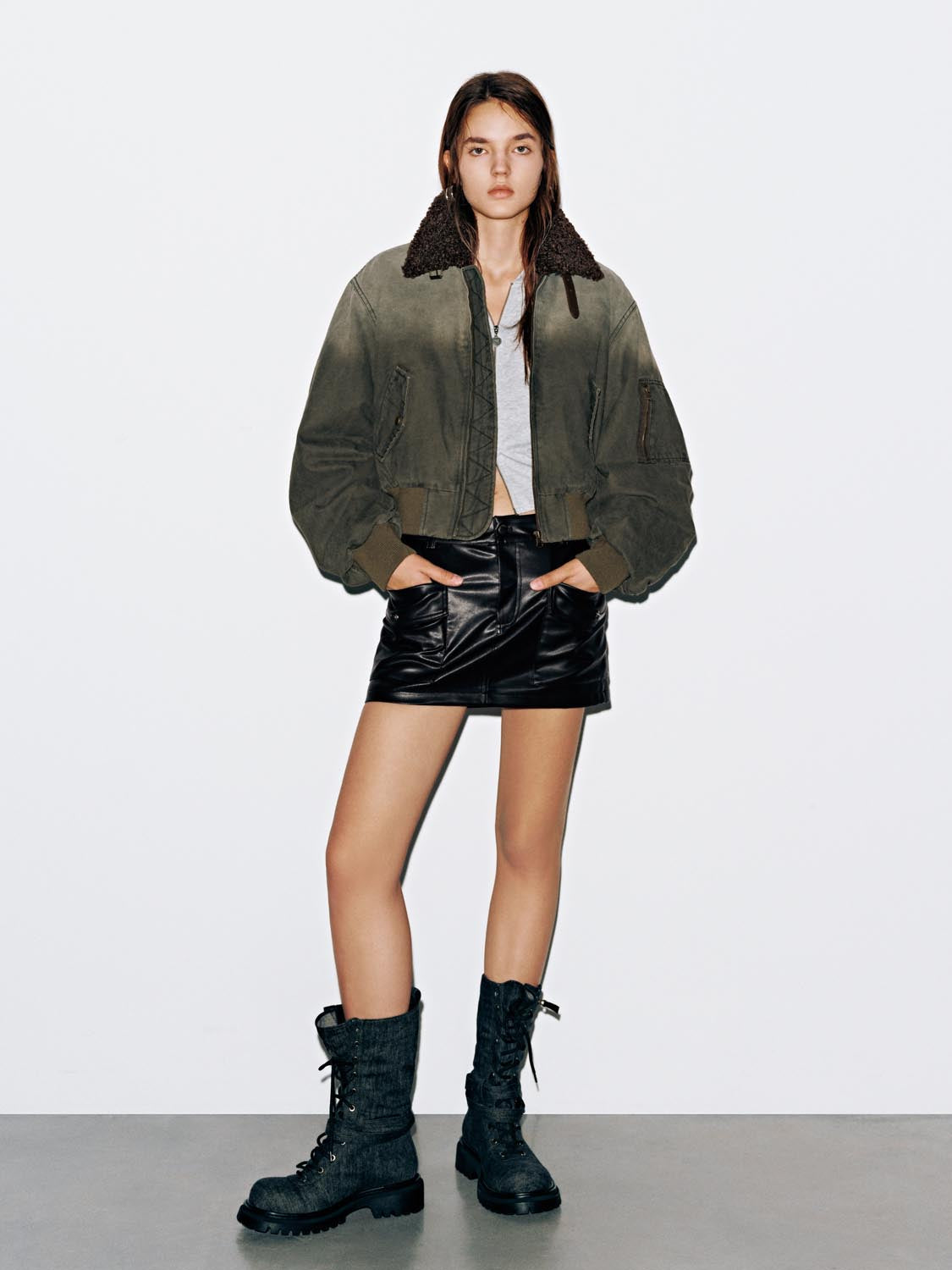 Faux Leather Straight Mini Skirts