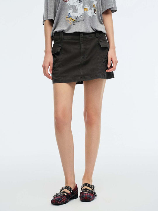 Flap Pocket A-Line Mini Skirts