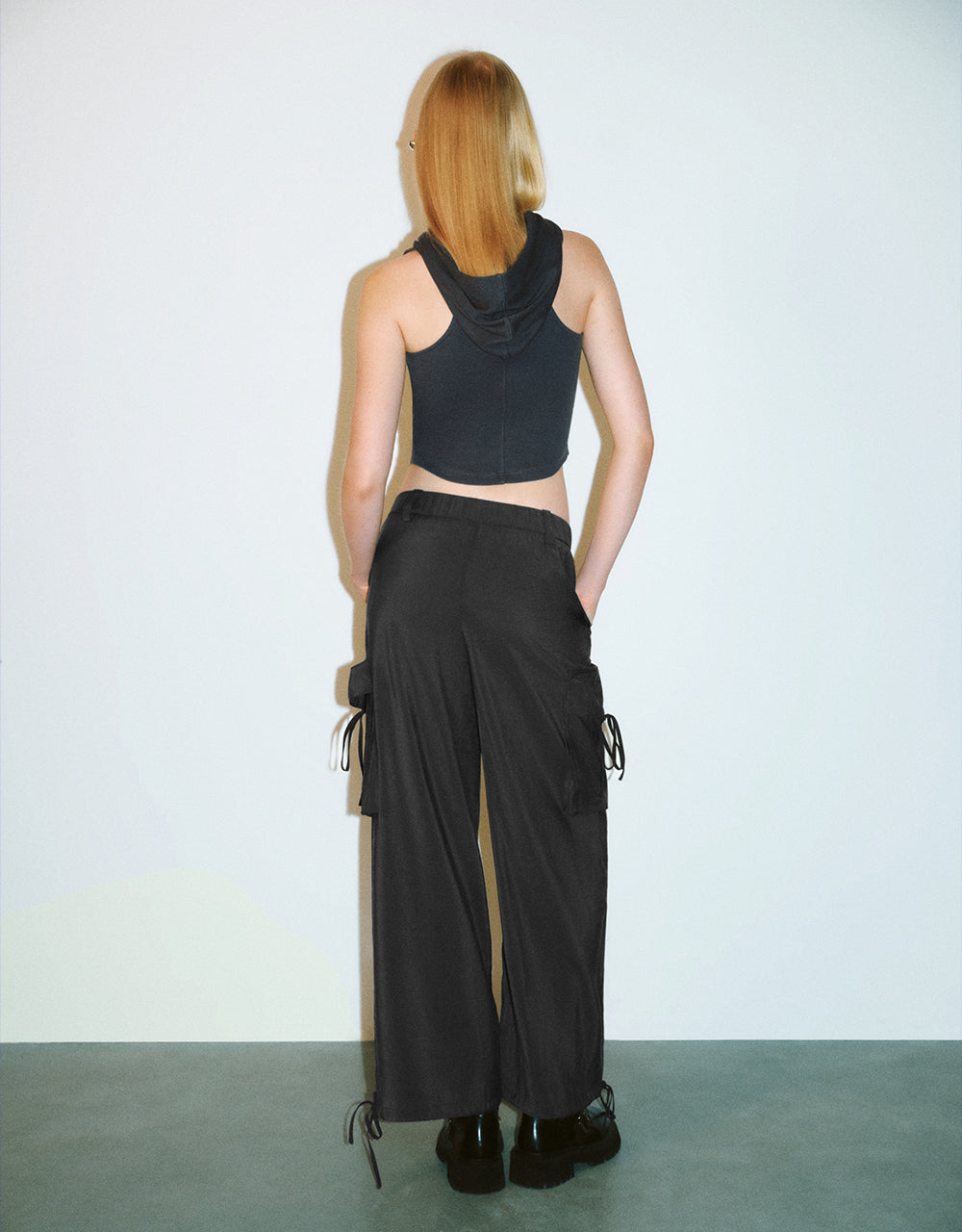 Drawstring Waist Wide-Leg Pants