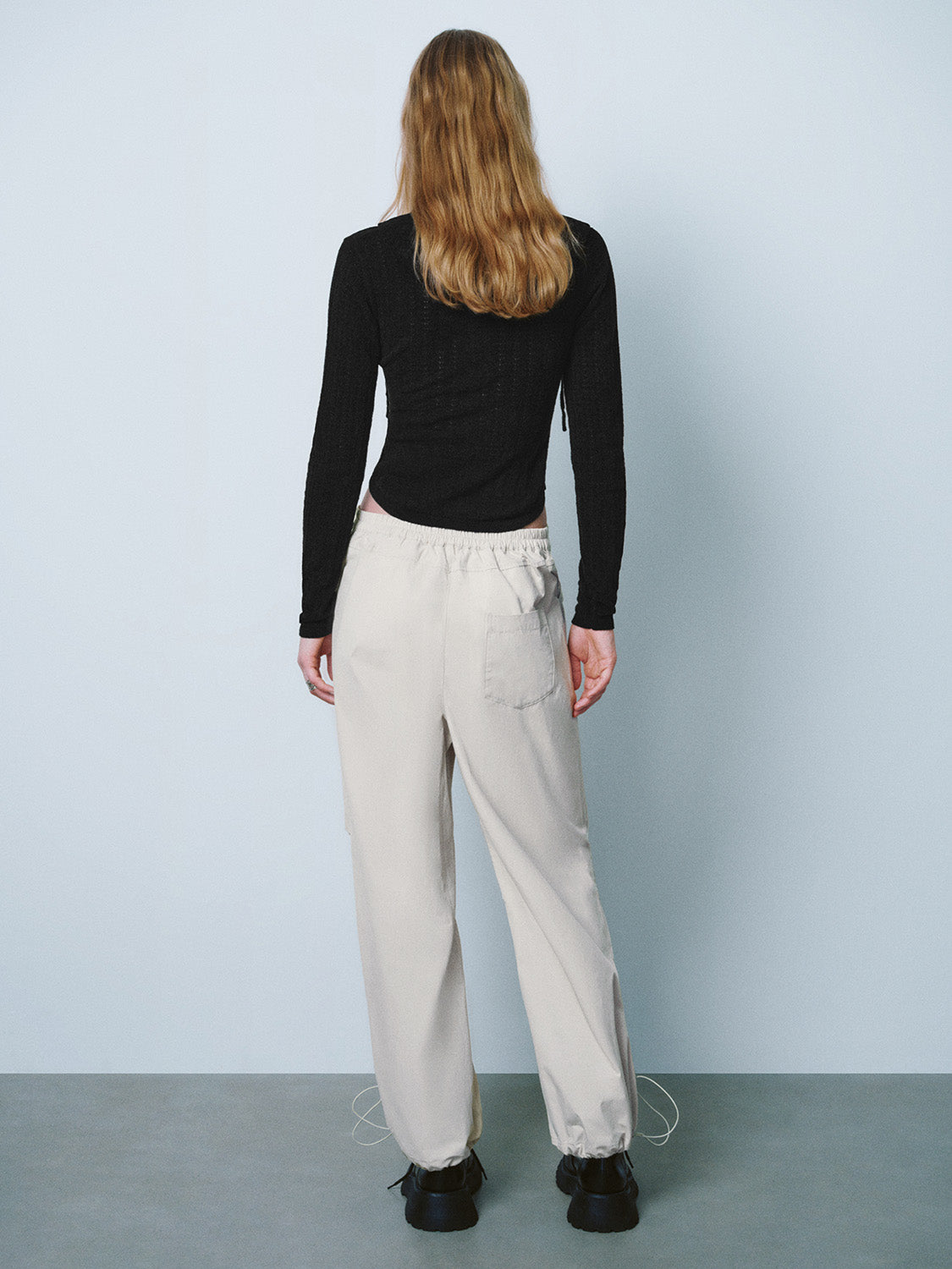 Drawstring Waist Wide-Leg Pants